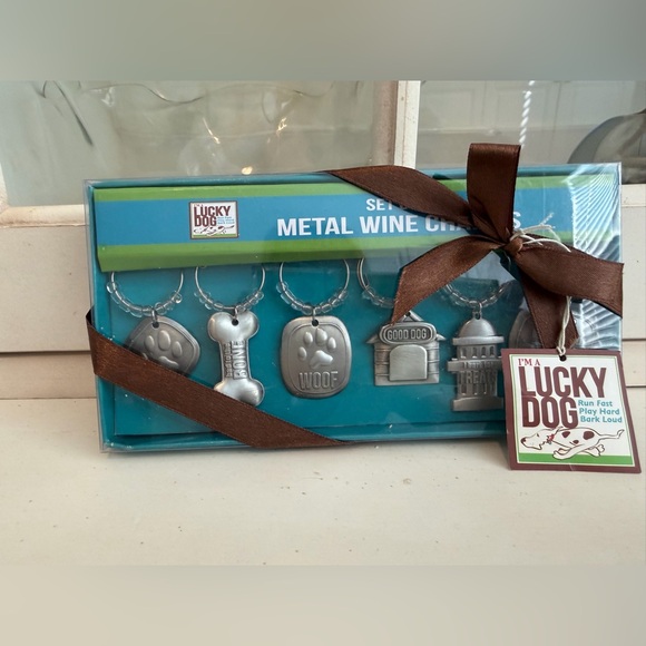 Lucky Dog Metal Wine Charms - Silver Paw & Bone Set NIB - Picture 4 of 6